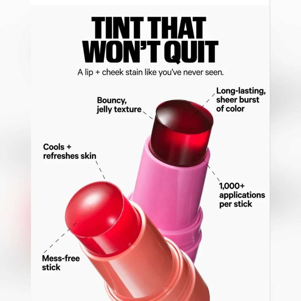 Burst Milk Makeup Cooling Water Jelly Tint Poppy Pink Blush + Lip Stain BNIB